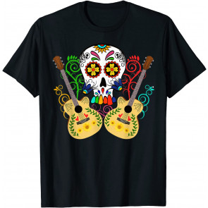 Day Of The Dead Mariachi Guitar Skull T T-Shirt