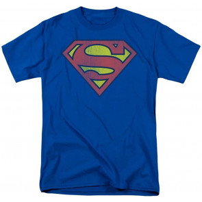 DCO Junk Food Superman Distressed Logo Royal Blue Men's T-Shirt