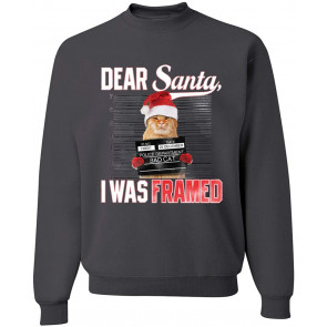 Dear Santa I Was Framed Bad Cat Christmas T-Shirt