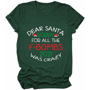 Dear Santa Letter Printed Novelty Holiday  T-Shirt