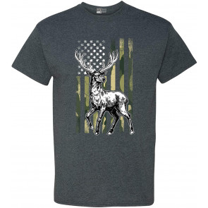 Deer Hunt American Flag Patriotic United States Support DT T-Shirt