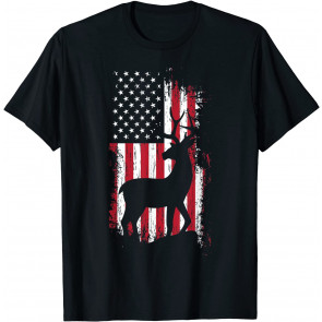 Deer Hunter American Flag  T-Shirt