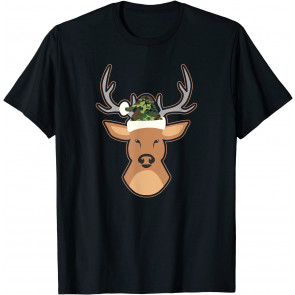 Deer Santa Hat Design Camo Christmas T-Shirt