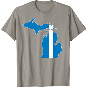Detroit Football Michigan Lion State Stripe Vintage T-Shirt