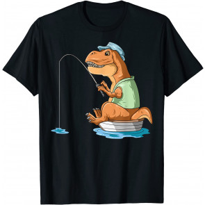 Dinosaur Fishing T-Rex Fisherman Boat Camping Fishing Lovers T-Shirt