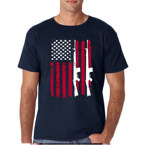 Distressed American USA Gun Flag Patriotic - 2nd Amendment Gun Rights Men's T-Shirt