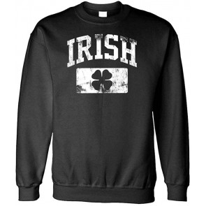 Distressed Irish - Ireland Shamrock St Paddys Day - Fleece Sweat T-Shirt