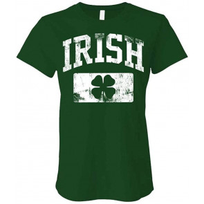 Distressed Irish - Ireland Shamrock St Paddys Day - Ladies Cotton T-Shirt