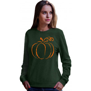 Distressed Pumpkin Fall Halloween Fashion Sweat T-Shirt