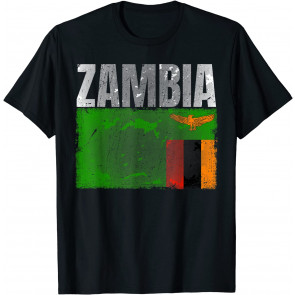 Distressed Zambia Flag Graphic For Men Women Kids Zambian T-Shirt