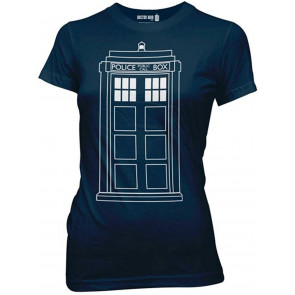 Doctor Who Tardis Phone Booth Juniors Blue T-Shirt
