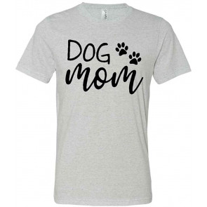 Dog MOM Grey Crew Neck Ladies T-Shirt