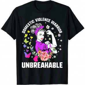 Domestic Violence Warrior Awareness Purple Strong Women Gift T-Shirt