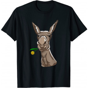 Donkey With Flower On Mouth Cute Mule Jack Burro Horse Gift T-Shirt
