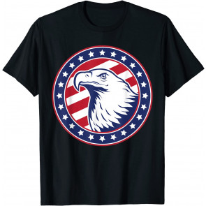 Eagle Head Embleme For American Christman Party And US Flag T-Shirt