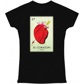 El Corazon Heart Loteria Card Mexican Bingo Graphic T-Shirt