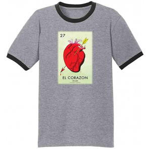 El Corazon Heart Loteria Card Mexican Bingo Graphic T-Shirt