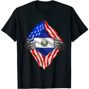 El Salvador Roots USA Flag Patriotic Salvadoran Heritage T-Shirt