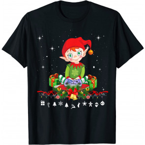 Elf Squad Playing Video Game Boys Kids Xmas T-Shirt