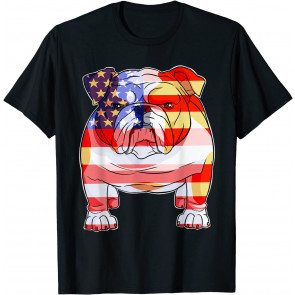 English Bulldog Merica 4th Of July American Flag Patriotic T-Shirt