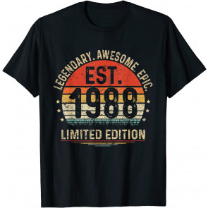 Est. 1988 Vintage 1988 Limited Edition 33rd Birthday T-Shirt