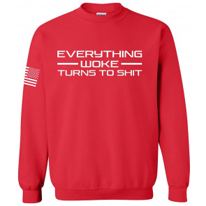 Everything Woke Turns To Crap Patriotic American Flag Sleeve Political Men's T-Shirt