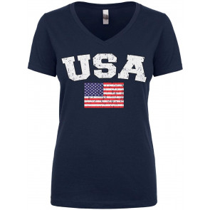 Faded Distressed USA Flag Juniors T-Shirt
