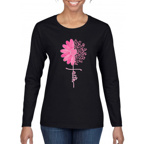 Faith Pink Ribbon Sunflower Breast Cancer Awareness T-Shirt