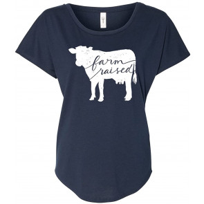 Farm Raised Cow Heifer Country Cow Girl Ladies Dolman T-Shirt