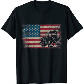 Farm Tractors America Flag I Patriotic Farming Lovers T-Shirt