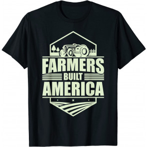 Farmers Built America Tractor Patriotic T-Shirt