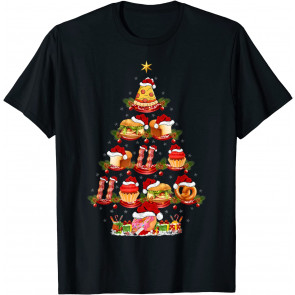 Fast Food Lover Xmas Lighting Santa Fast Food Christmas Tree T-Shirt