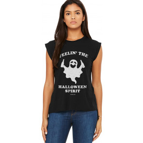 Feeling The Halloween Spirit Flowy Rolled Cuff Muscle T-Shirt