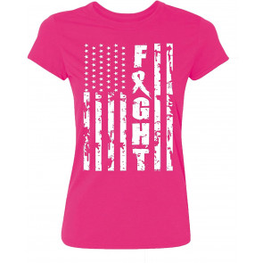 Fight American Flag Breast Cancer Awareness  T-Shirt