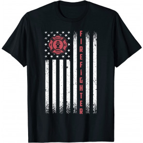 Firefighter Patriotic Usa American Flag T-Shirt