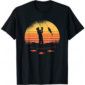 Fisherman Sunset Catching A Fish, & View Beneath The Water T-Shirt