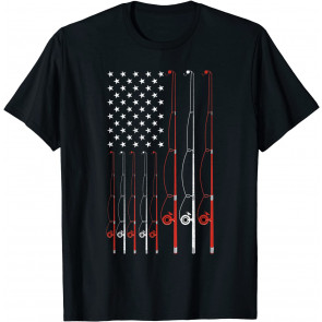 Fishing Dad Grandpa USA Flag Fisherman Fathers Day T-Shirt