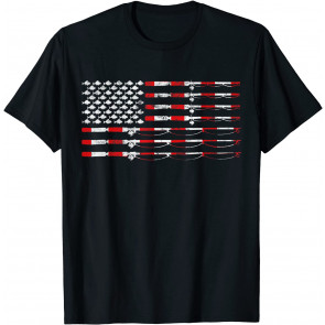 Fishing Fly Rod American Flag Gift For Fisherman T-Shirt