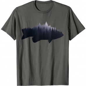 Fishing Large Mouth Bass Forest Nature Fish Fisherman Gift T-Shirt