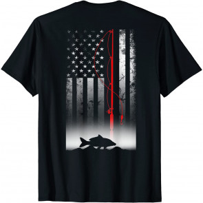Fishing Pole American Flag Gift For Patriotic Fisherman T-Shirt