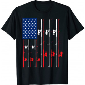 Fishing Rod US Flag  T-Shirt