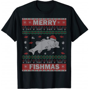 Fishing Ugly Christmas  Outfit Gift Merry Fishmas T-Shirt