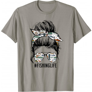 Fishinglife Messy Bun Mom T-Shirt