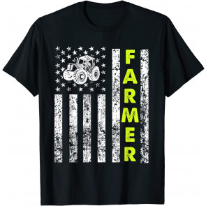 Flag With Tractor Patriotic Farmer T-Shirt
