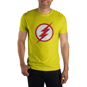 Flash Logo Specialty Soft Hand Print Men's Yellow T-Shirt