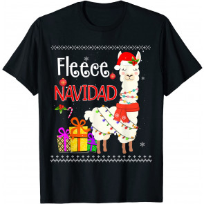 Fleece Feliz Navidad Llama Christmas T-Shirt