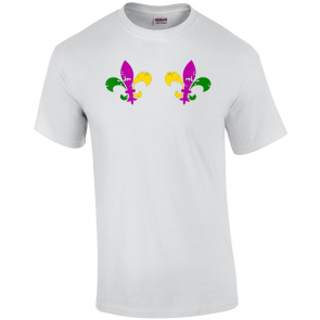 Fleur De Lis Bra Boobs Mardi Gras Fat Tuesday Girls T-Shirt
