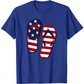 Flip Flops Red White Blue Stars & Stripes Patriotic Fun USA T-Shirt