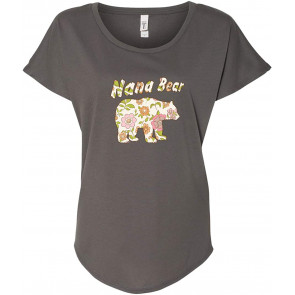 Floral Nana Bear Ladies Dolman T-Shirt