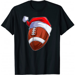Football Ball Santa Hat Sport Xmas T-Shirt